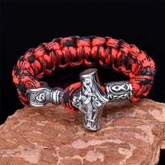 Viking Thor’s Hammer Paracord Bracelet – Red Camouflage
