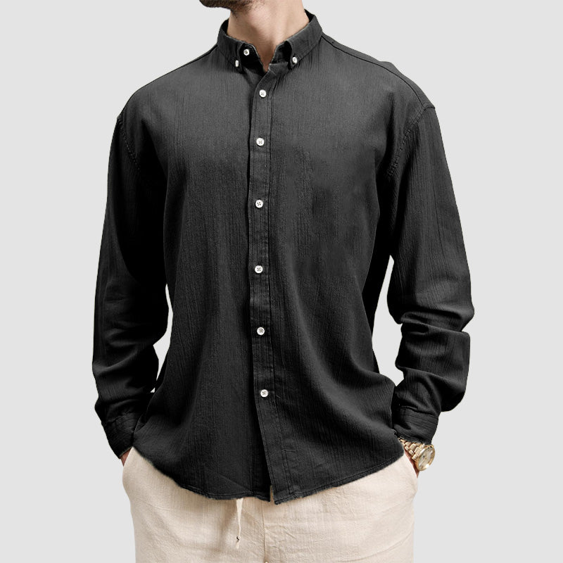 Loookus - Men's Basic Casual Cotton Linen Shirt