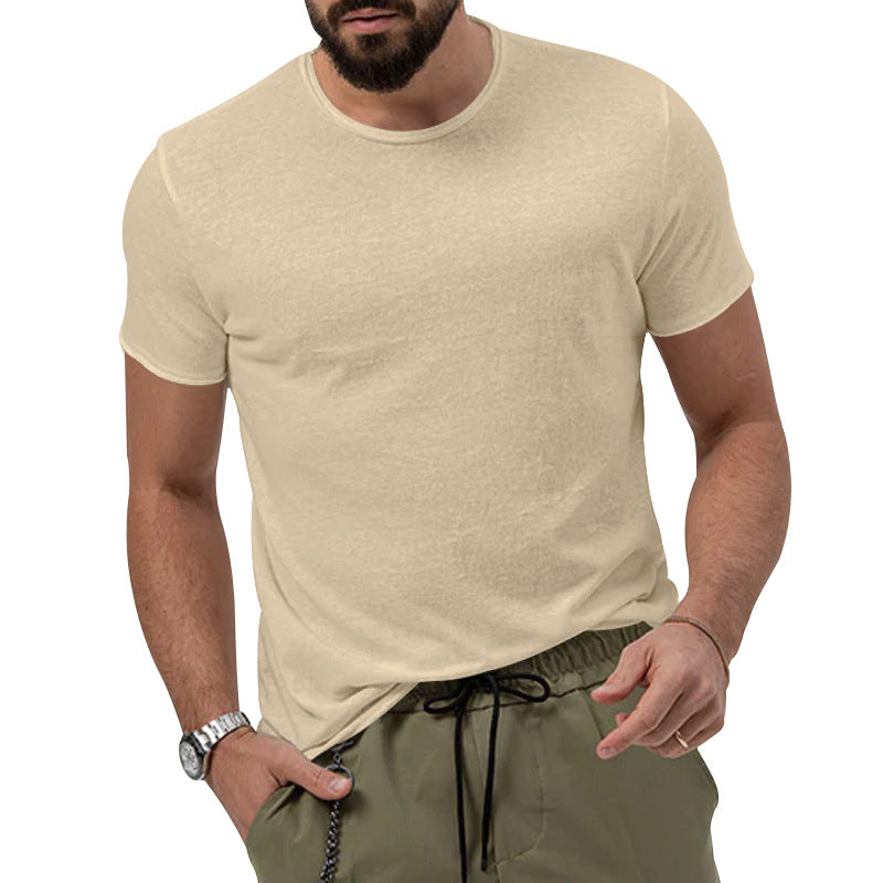 Loookus - Men's summer solid color quick-dry round collar casual top