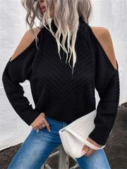 Loookus - Loose Off-the-shoulder Solid Color Casual Sweater