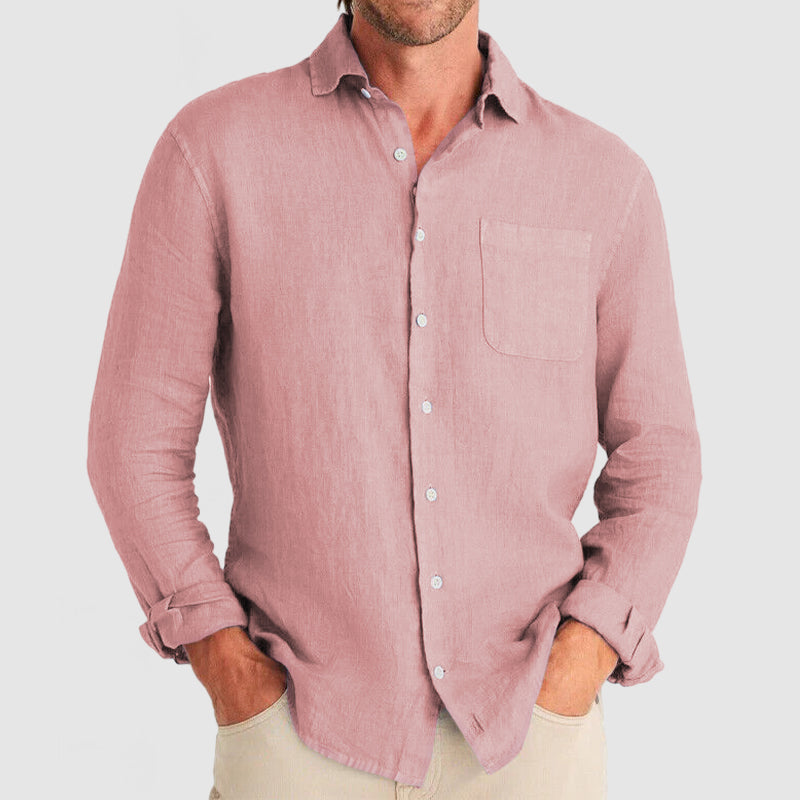 Loookus - Gentleman Simple Temperament Cotton Linen Shirt