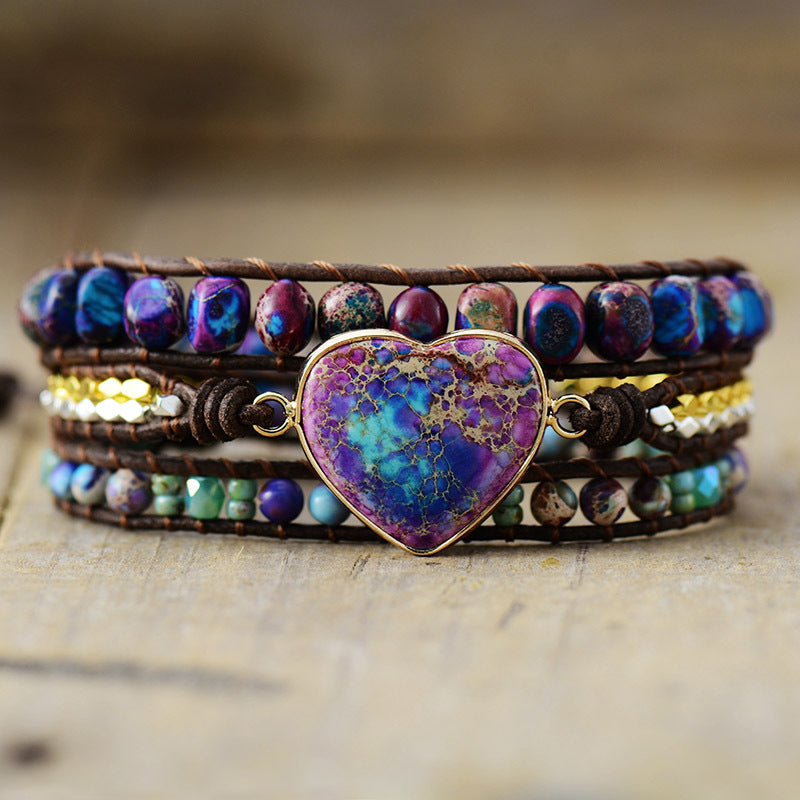 Loookus - Natural Heart Gemstone Bracelet-Healing Stone Bracelet