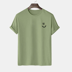 Loookus - Summer men's smiling face short sleeved loose fitting T-shirt