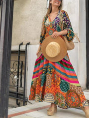 Loookus - Printed Long Ethnic Dress New Temperament Dress