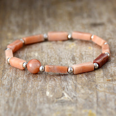Loookus - Amethyst 7 color square stretch bracelet