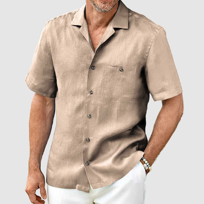 Loookus - Men's Casual Cotton Linen Pocket Shirt