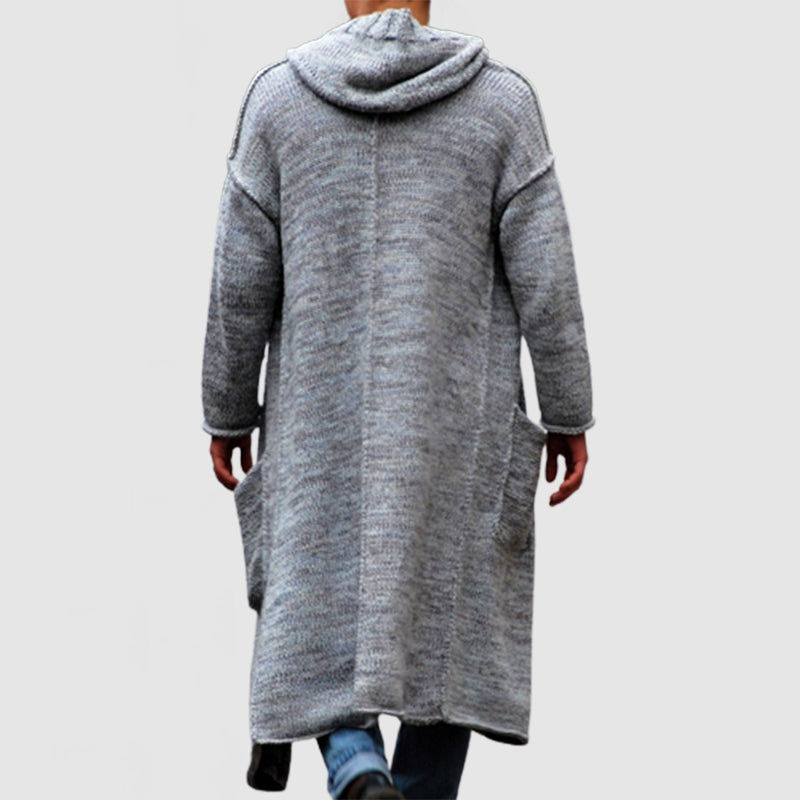 Loookus - Men's Casual Loose Long Hooded Knitted Cardigan