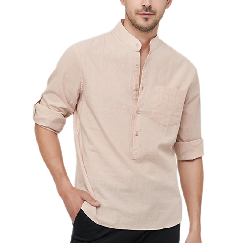 Loookus - Men's Cotton Henley Vacation Shirt