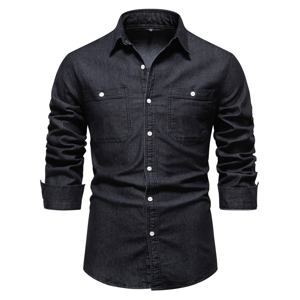 Loookus - Gentleman's Two Pockets Casual and Fashion Basic Denim Style Shirt