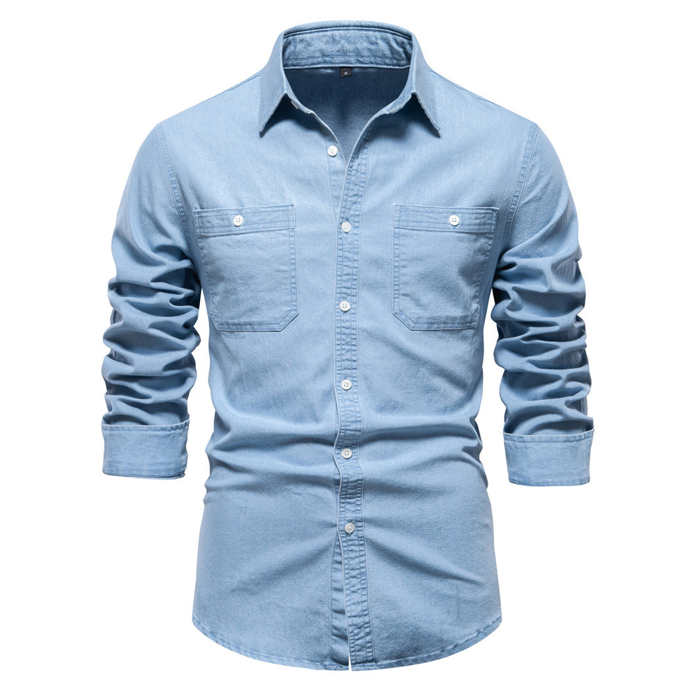 Loookus - Gentleman's Two Pockets Casual and Fashion Basic Denim Style Shirt