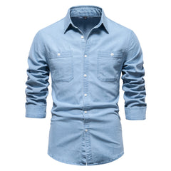 Loookus - Gentleman's Two Pockets Casual and Fashion Basic Denim Style Shirt