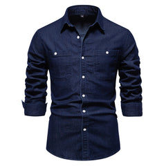 Loookus - Gentleman's Two Pockets Casual and Fashion Basic Denim Style Shirt