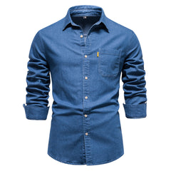 Loookus - Gentleman's One Pocket Casual and Fashion Basic Denim Style Shirt