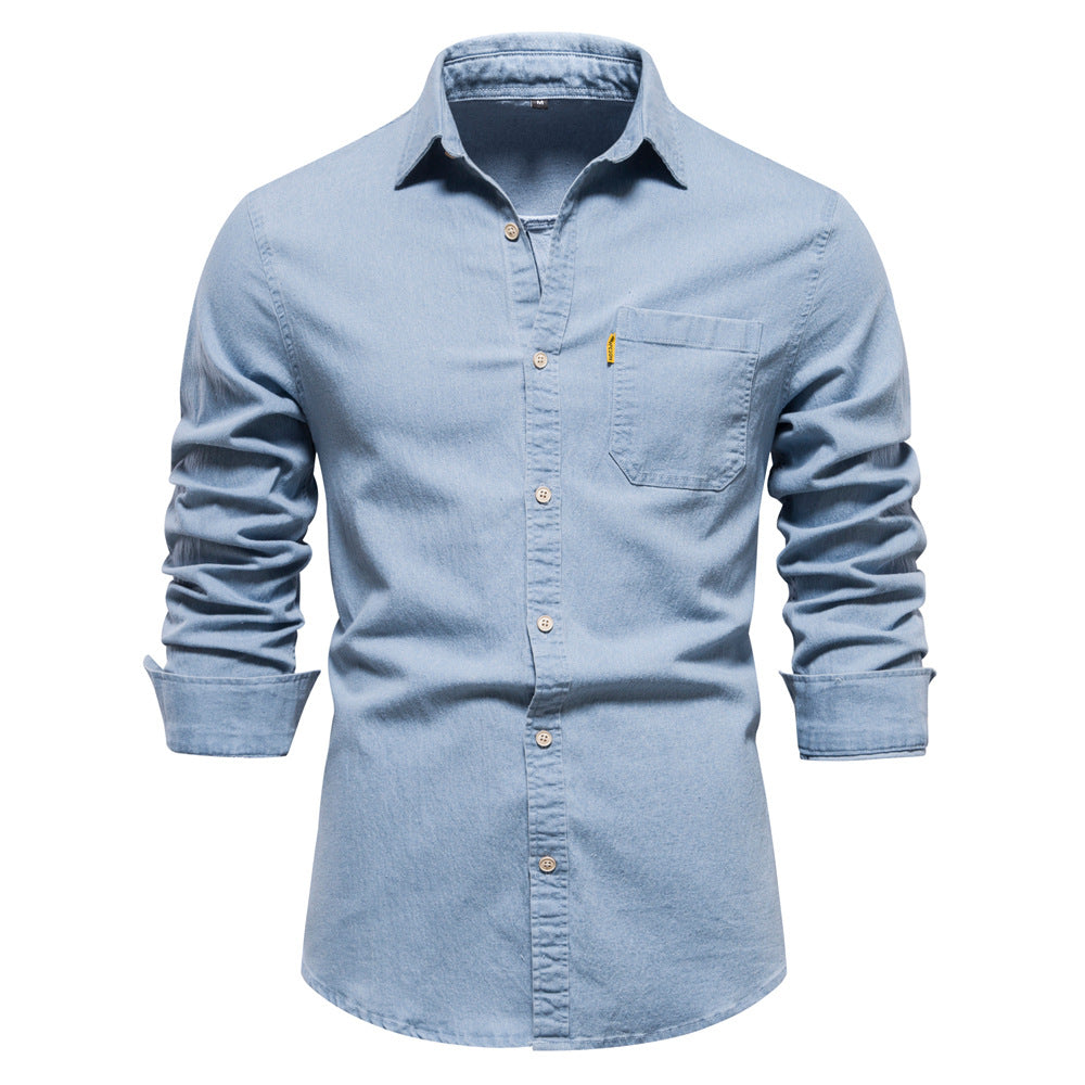 Loookus - Gentleman's One Pocket Casual and Fashion Basic Denim Style Shirt