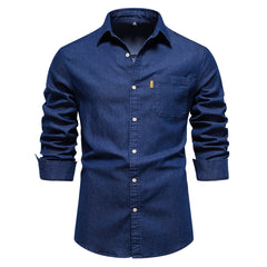 Loookus - Gentleman's One Pocket Casual and Fashion Basic Denim Style Shirt