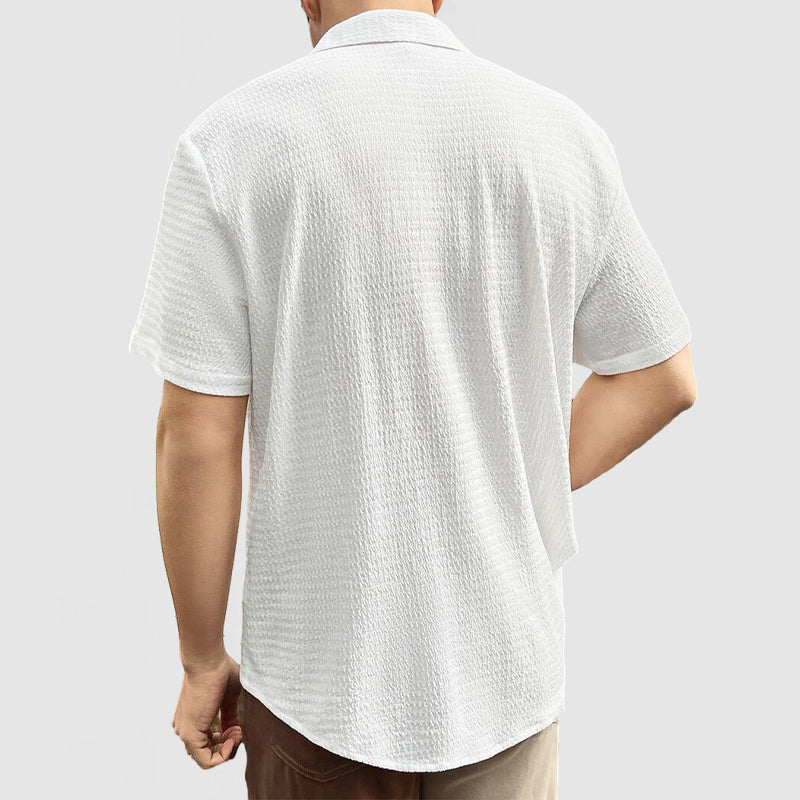 Loookus - Men's Everyday Casual Cotton Textured Short Sleeve Shirt