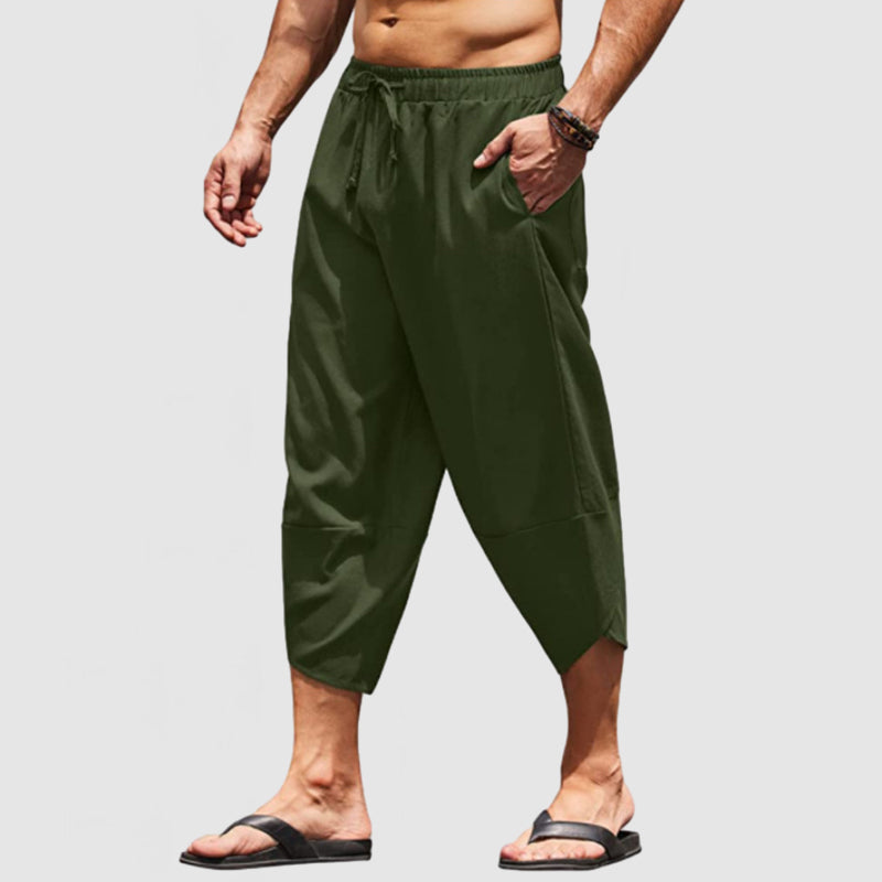 Loookus - Men's Vacation Style 7-Point Cotton Linen Beach Pants