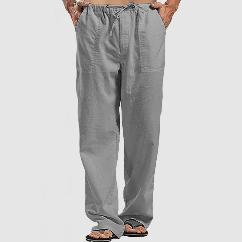 Loookus - Men's Linen Breathable Lace-Up Beach Pants