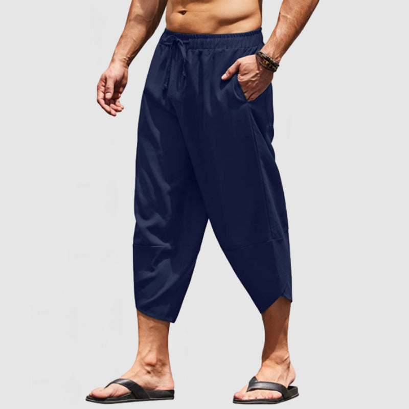 Loookus - Men's Vacation Style 7-Point Cotton Linen Beach Pants