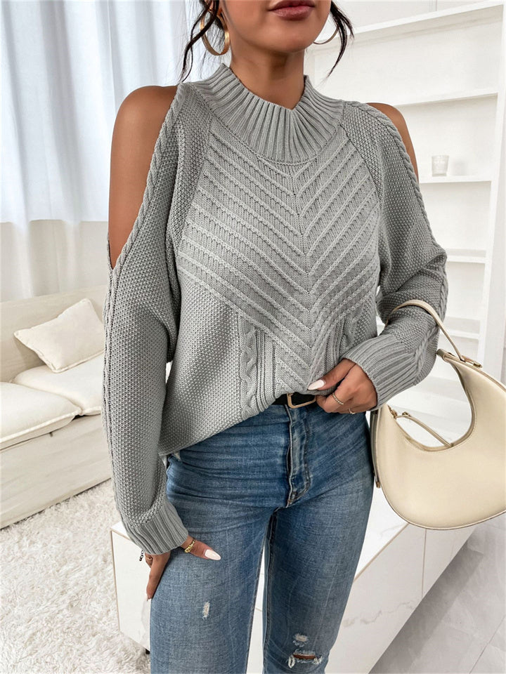 Loookus - Loose Off-the-shoulder Solid Color Casual Sweater