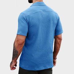 Loookus - Men's Soft Skin Textured Short Sleeve Shirt