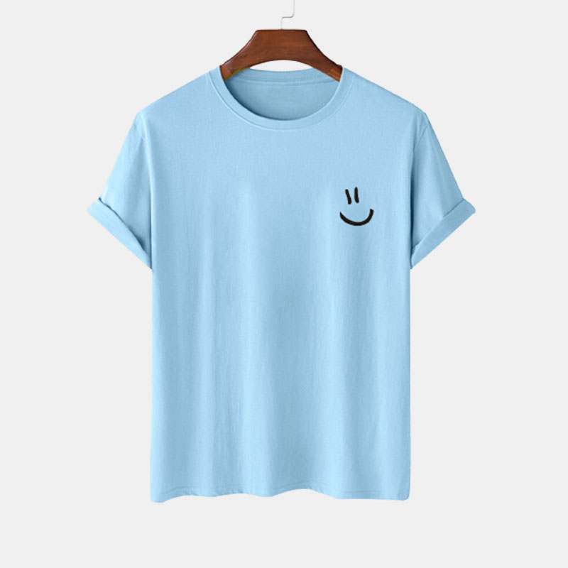 Loookus - Summer men's smiling face short sleeved loose fitting T-shirt