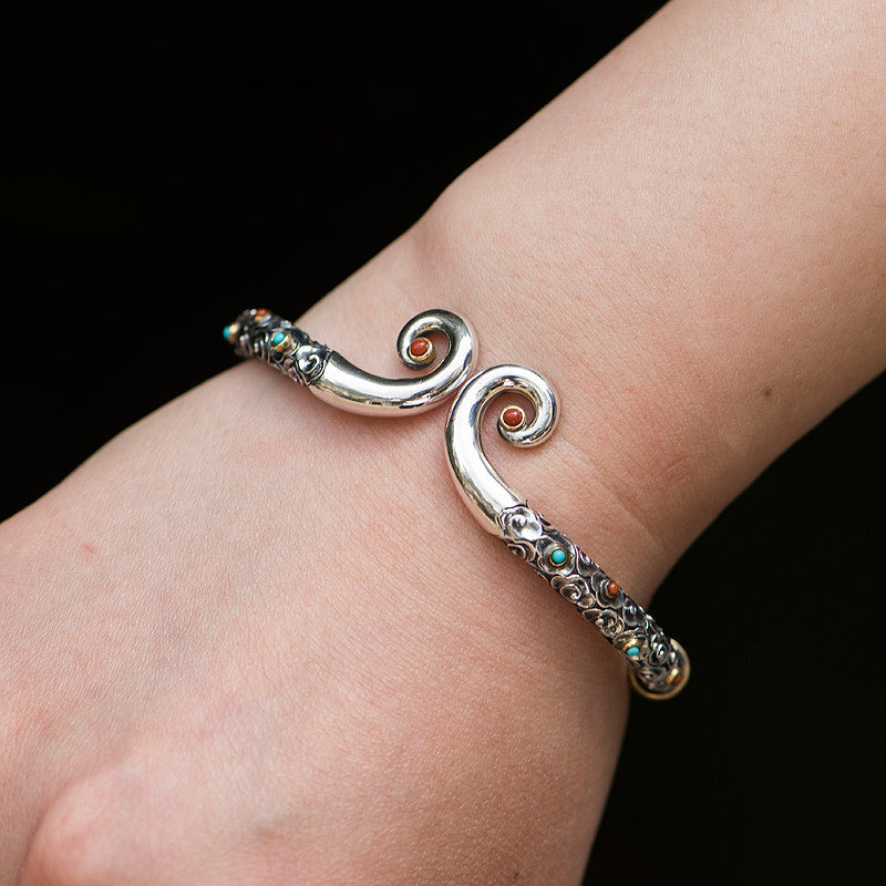 Loookus - 925 Silver Golden Cudgel Bracelet