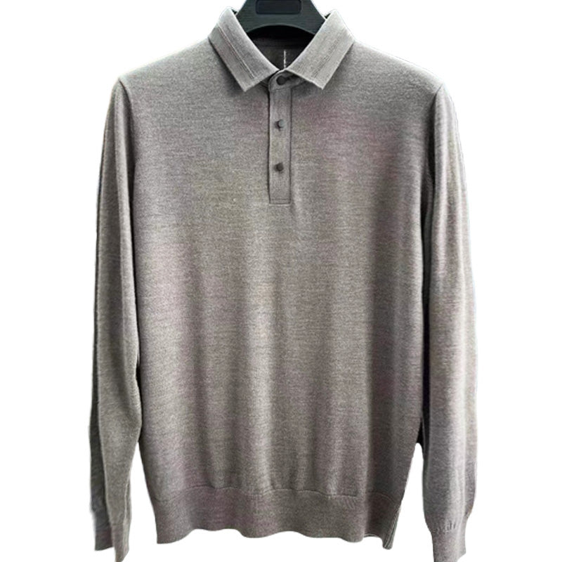 Loookus - Men's New Polo Collar Contrast Color Knit Long Sleeve Sweater