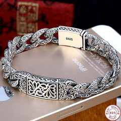 Loookus - 925 Silver Embossed Auspicious Pattern Custom Roman Vintage Bracelet