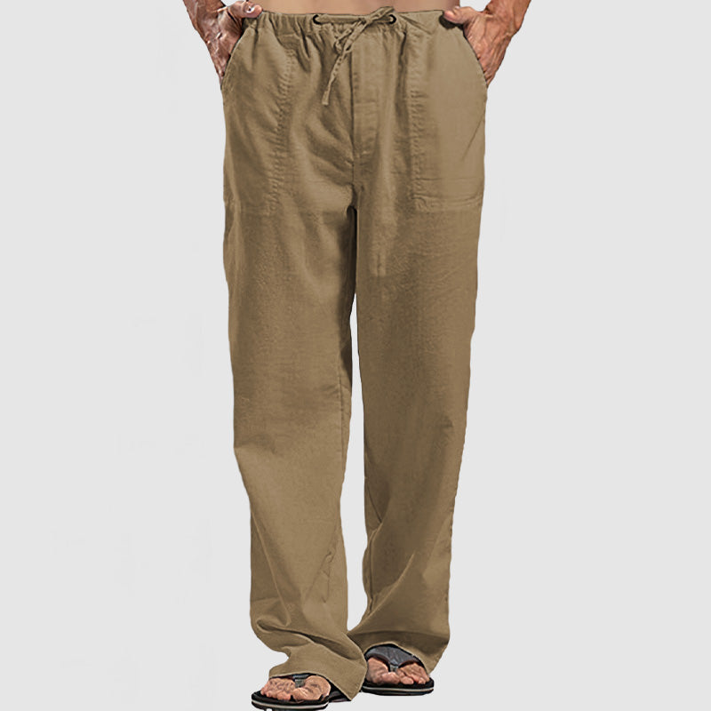 Loookus - Men's Linen Breathable Lace-Up Beach Pants