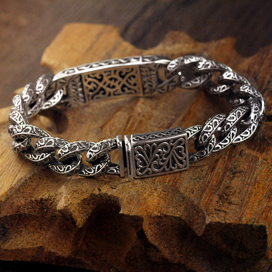 Loookus - 925 Silver retro auspicious rattan bolt bracelet