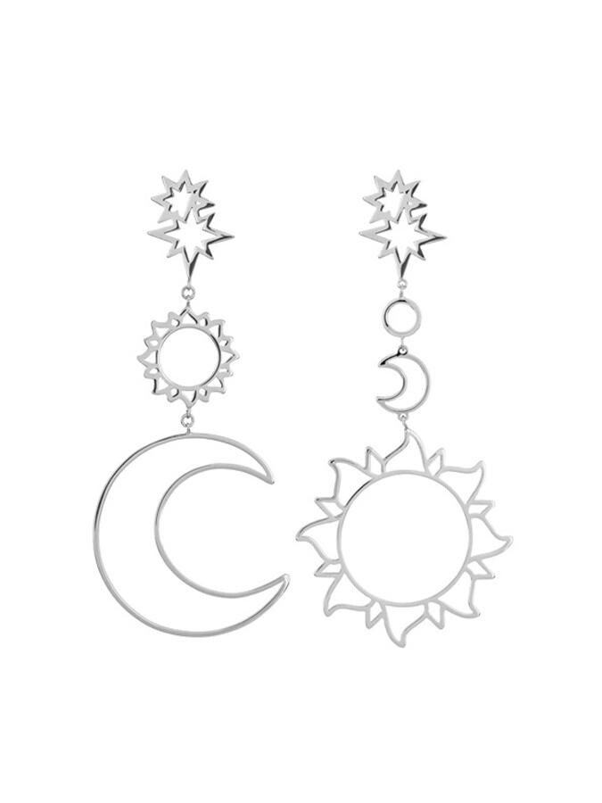 Loookus - Vintage Earrings Sun And Moon Pendant