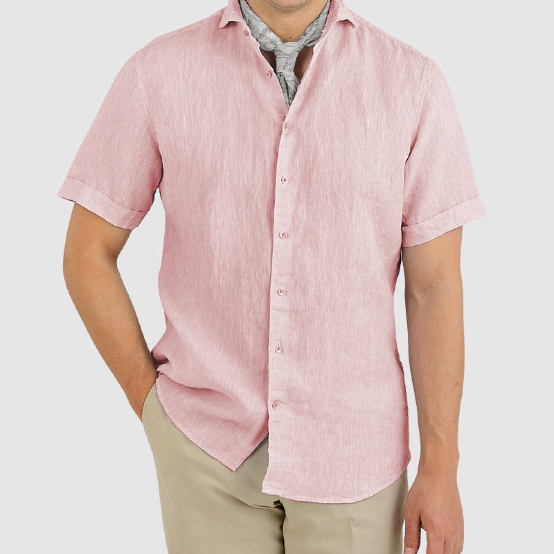 Loookus - Gentleman's Daily Cotton Linen Short Sleeve Shirt