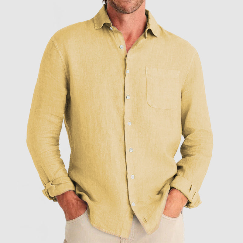 Loookus - Gentleman Simple Temperament Cotton Linen Shirt