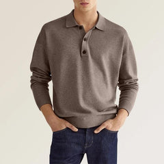 Men's Casual and Comfortable Solid Color V Collar Long Sleeve Shirt