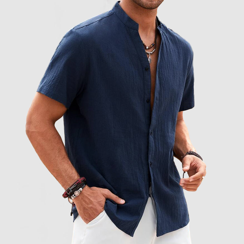 Loookus - Men's Casual Daily Cotton Linen Short Sleeve Shirt