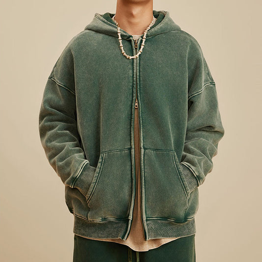 Loookus- Vintage Oversized Zip-Up Hoodie