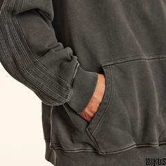 Loookus-Fit Hooded Sweatshirt with Ribbed Hem