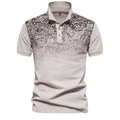 LOOOKUS - Men's Printed Casual and Comfortable Cotton Short Sleeve Polo-Neck Shirt