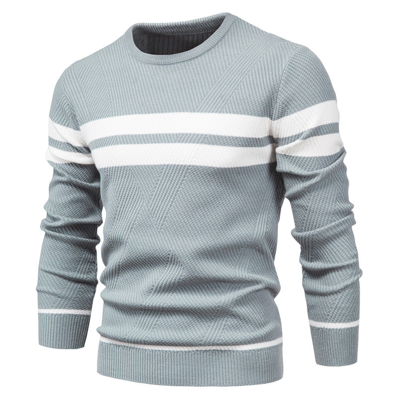 Loookus - New autumn and winter men's round-neck, long-sleeved slim fit knitted textureed sweater