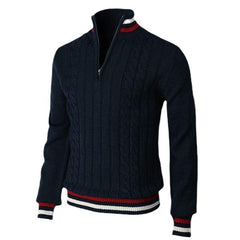 Loookus - Men's British-style Business Casual Color-blocked Zip-up High-neck Knitted Shirt