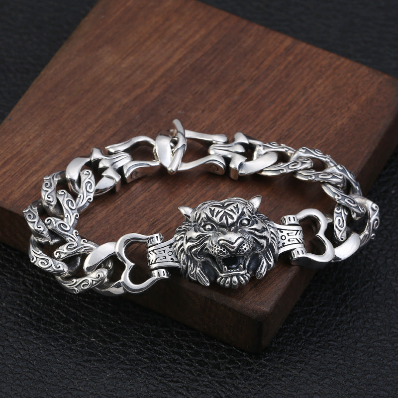 Loookus - 925 Silver retro creative tiger head bracelet