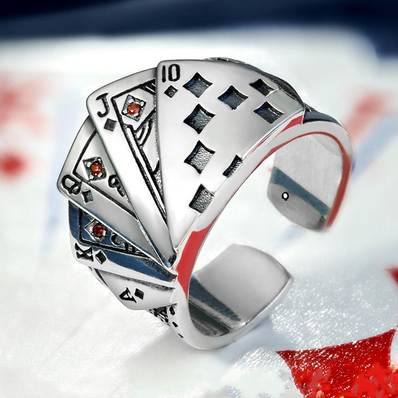 Personalized Retro Poker Men's Open Ring