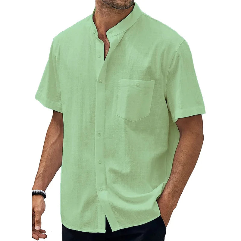 Loookus - Men's ice cream Cotton Summer Casual Beach Shirt Short Sleeve