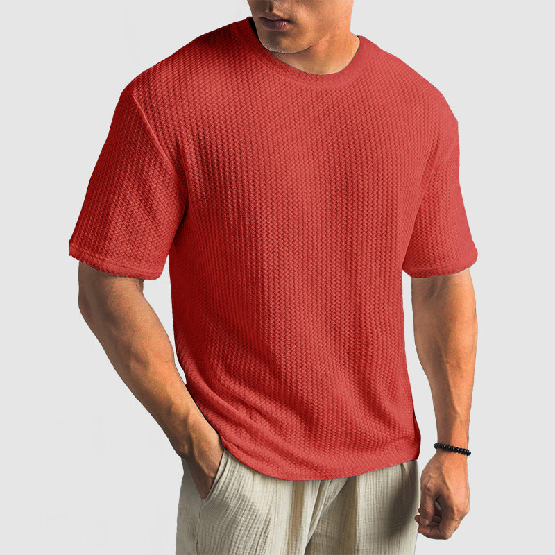 Loookus - Men's Casual Knit Textured Breathable Crew Neck T-Shirt