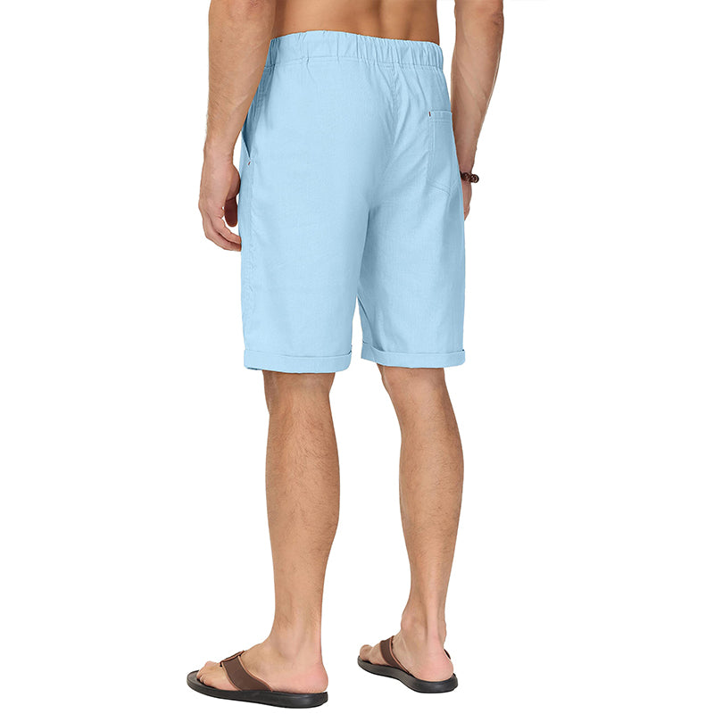 Loookus - Men's Drawstring Linen Beach Shorts