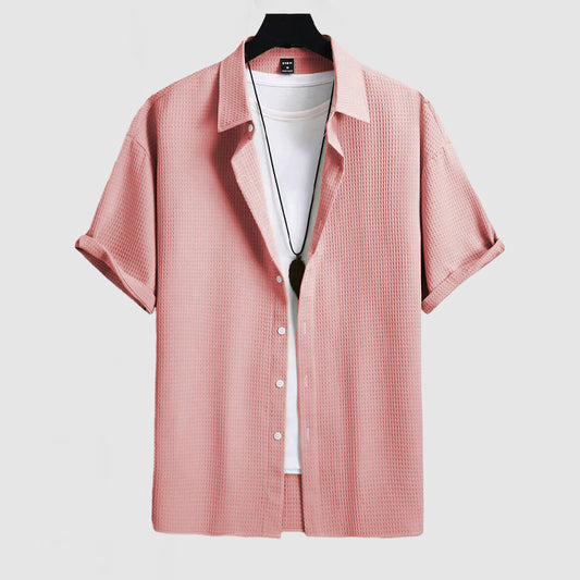 Loookus - Men's Casual Waffle Short Sleeve Shirt