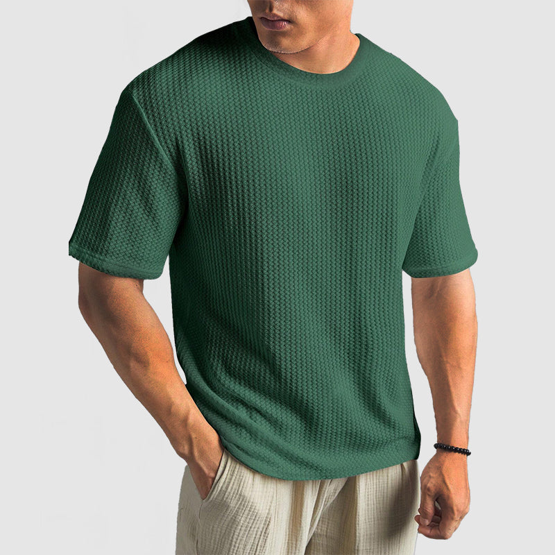 Loookus - Men's Casual Knit Textured Breathable Crew Neck T-Shirt