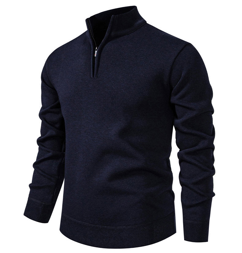 Loookus - Men's autumn and winter fashionable slim-fit knitted shirt with a stand collar and half zip