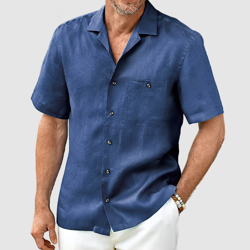 Loookus - Men's Casual Cotton Linen Pocket Shirt